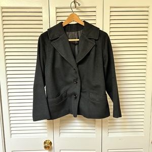 Vintage Alpaca Wool Hip Length Coat Jacket Black Medium Peerless USA